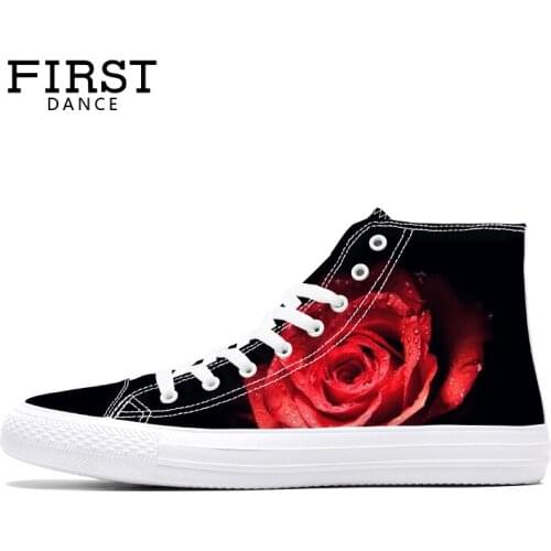 FIRST DANCE High Top Canvas Shoes Black Custom Men Classic Canvas Shoes For Male Flats Casual Spring Shoes Canvas Custom Shoes