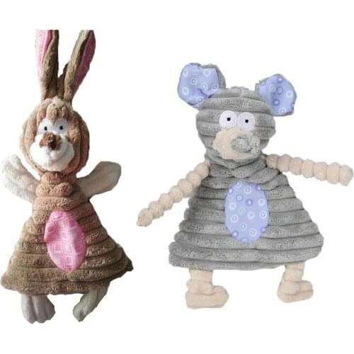 2021 New cute plush toys squeak pet rabbit elephant animal plush toy dog chew squeaky whistling involved squirrel dog toys