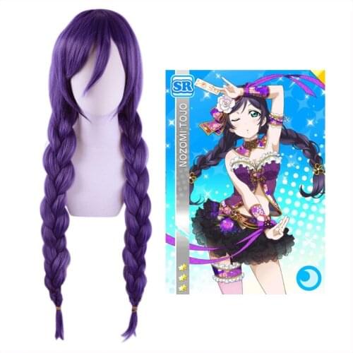 Nozomi Tojo Wig Purple Braided Hair Love Live! Cosplay Synthetic Wig 100cm Long Braids Nozomi Tojo Cosplay