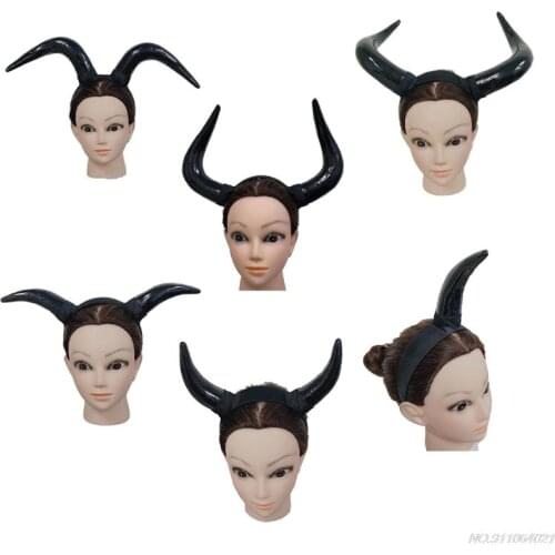Gothic Horn Headband Ox Horn Hair Hoop for Halloween Party Wear Hairband Cosplay Props Theme Creative Photo Prop Costume au6 21