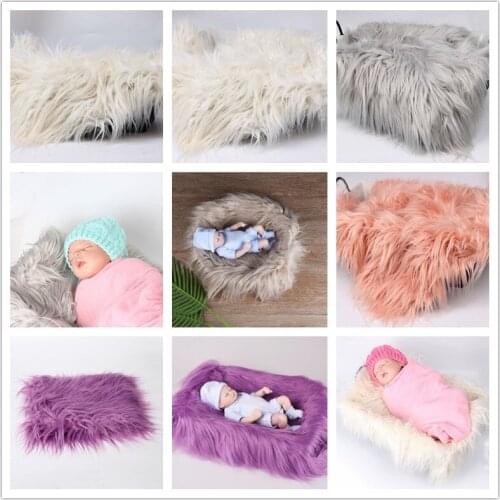 Newborn Baby Curly Faux Fur Blanket Infant Photo Props Shooting Background Rug For Baby Swaddling Wrap Soft Props 0-3M