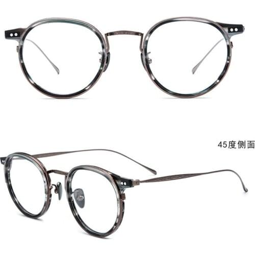 Belight Optical Men Women Italy Acetate with Titanium Retro Vintage Prescription Eyeglasses Optical Spectacle Frame Eyewear 1850