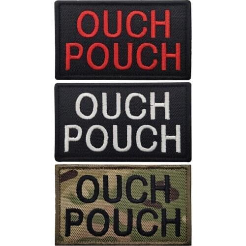 Ouch Pouch Embroidered Patch Funny Tactical Army Applique Fastener Hook And Loop Emblem Military Uniform Patches For Clothing