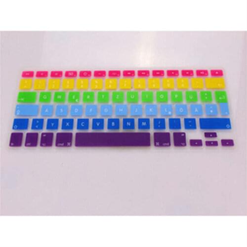 Rainbow German Silicone Keyboard Cover Skin protector sticker film for MacBook Pro 13 15 17 A1278 A1398 UK/EU standard