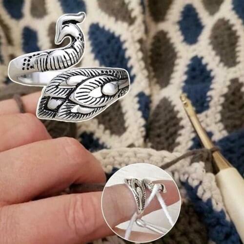 Adjustable Knitting Coils Crochet Coils Accessories Ring Knitting Tools Finger Coils Thimble Yarn Guide Alloy Sewing Accessories