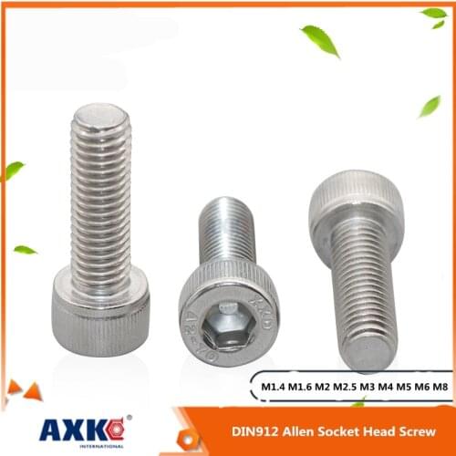 Hexagon Hex Socket Cap Head Bolt M1.4 M1.6 M2 M2.5 M3 M4 M5 M6 M8 304 Stainless Steel DIN912 Allen Socket Head Screw Diy Screws