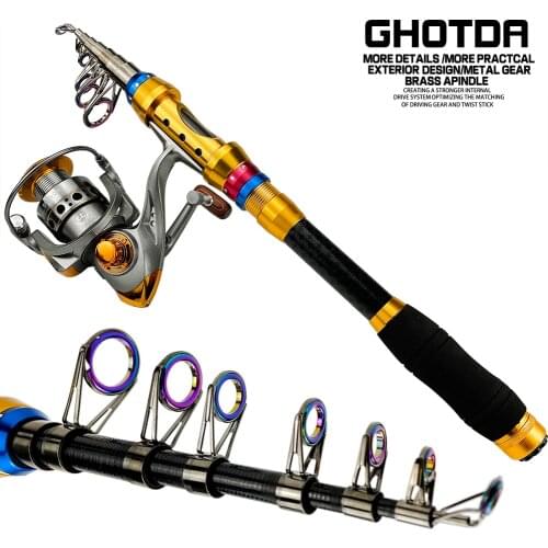 Spinning Rod And Reel Combo Metal Spool 5.2:1 Gear Ratio 13BB Fishing Wheel Superhard Travel Telescopic Rod