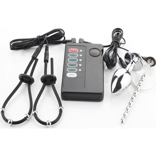 Electric Shock Penis Stimulator Ring Anal Sex Toys For Men Electric Shock Medical Themed Ring Toys Accessories Urethral Plug