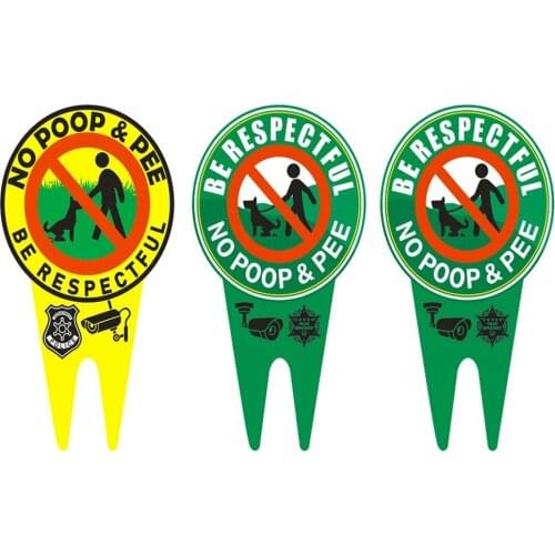 No Dog Peeing Signpost Reflective PVC Pvc Paint Outdoor Aluminum Glow In The Dark Luminous 20x35cm 3Pcs Flower And Grass