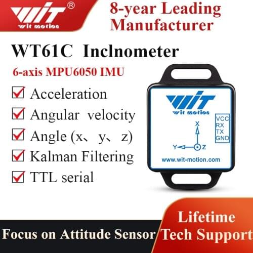 WitMotion WT61C MPU6050 High-Accuracy Accelerometer Sensor,6-Axis Acceleration(+-16g)+Gyro+Angle (XY 0.05°)with Kalman Filtering