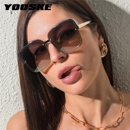 YOOSKE Retro Square Sunglasses Women Men Vintage Brand Trend Colored Eyewear Outdoors Shades for Ladies Green Glasses UV400