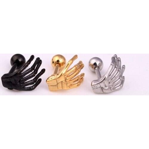 Free Shippment 50PCS Body jewelry-PUNK Hip Ear Stud Tragus/Helix Bar/Stud/Earring Stainless Steel Prong set