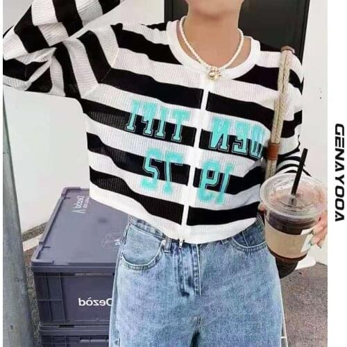 Genayooa Print Letter Long Sleeve Womens T-shirt 2021 Autumn Spring O-neck Zipper T Shirt Women Clothes Korean Ladies Tops