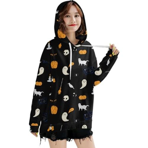Horror 3d Pumpkin Print Hoodie Women Halloween Party Long Sleeve Pullover Sweatshirt Sudaderas Con Capucha Moletom Feminino