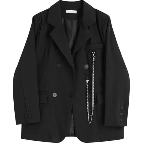 2021 Fashion Women Loose Autumn Double Breasted Blazer Jackets Female Elegant Suits Coat Chic OL Casual Blazers Outerwear WB111