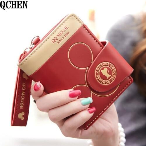 Womens wallet 2020 new womens short paragraph mouse simple folding Korean version of the cartoon zipper student coin purse 415