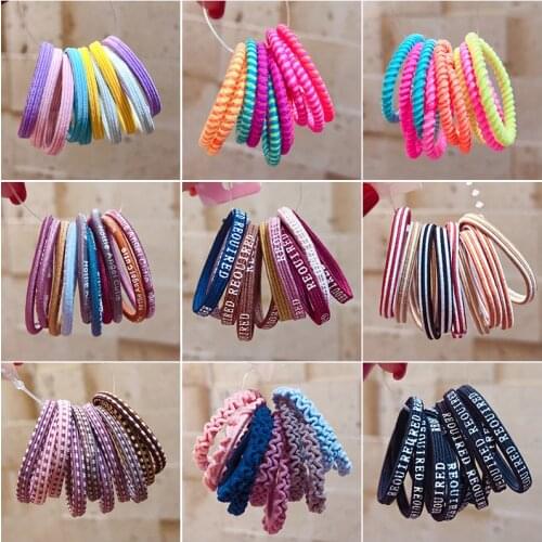10Pcs/Set Children Cute Candy Scrunchies Rubber Bands Ponytail Holder Colors Elastic Hair Bands Kids Headwear Hair Accessories
