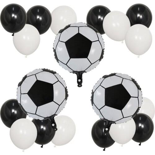 19pcs 18 inch Round Football Foil Balloons Baby Birthday Party basketball Helium Globos 10inch White Black Latex Balloon Decor