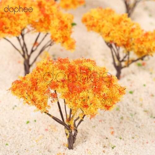 Dophee 25pcs Iron Wire Model Trees Yellow Orange Color Ho Scale 6.5cm Model Train Railroad Autumn Scenery Layout