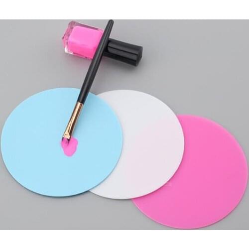 5pcs Round Nail Table Mat Silicone nail art mix coloring pad Washable painted color Plate Manicure tools Accessory