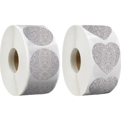 500pcs 1 Inch Matte Glitter Sticker Round Heart Seal Labels for DIY Gift Box Baking Package Envelope Stationery Decor Jy20 21