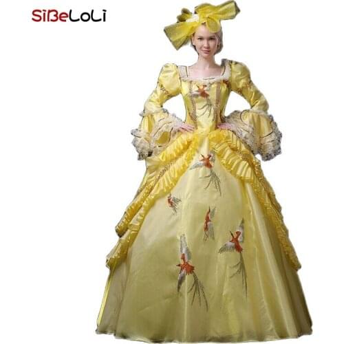 Yellow Rococo Baroque Marie Antoinette Ball Gown Dresses 18th Century Renaissance Historical Period Dress Gown for Women