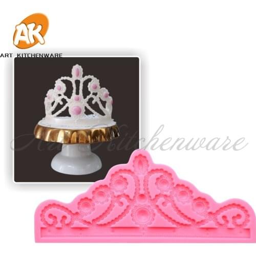 Big Relief Crown Cake Molds Food Grade Frame Silicone Mold Fondant Cake Decorating Tool Kitchen Baking Tool Chocolate Soap Mould
