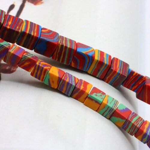 Block shape rainbow striped Turkey Stone 6/8mm dimension optional loose beads Manual Women DIY Accessories women jewelry 15"