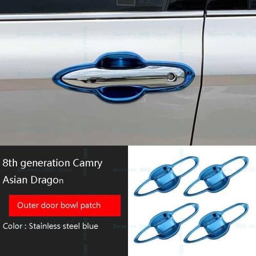 For Toyota 8th Generation Camry Asian Dragon Car Stainless Steel Side Door Handle Cover Cup Bowl cover Gate Bowl Handle Cover