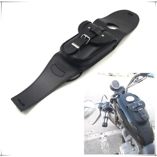 Black Motorcycle Gas Tank Dash Console Center Pouch Bag Leather for Harley Sportster XL48 883 1200