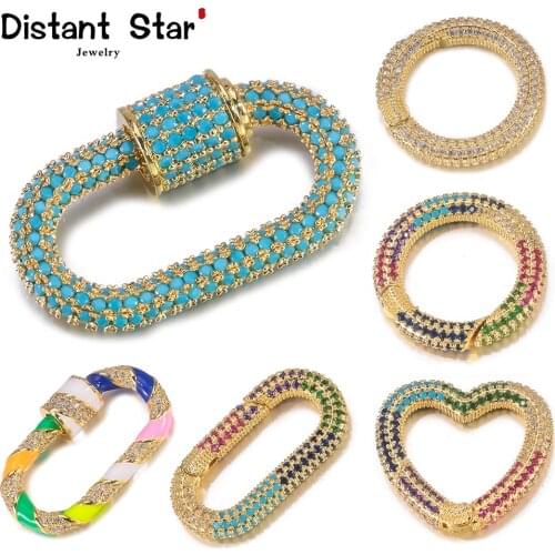 Distant 2021 DIY Jewelry Spiral Lock Clasps Luxury Micro Pave Zircon Pendants Accessories For Necklace Bracelet Jewelry Making