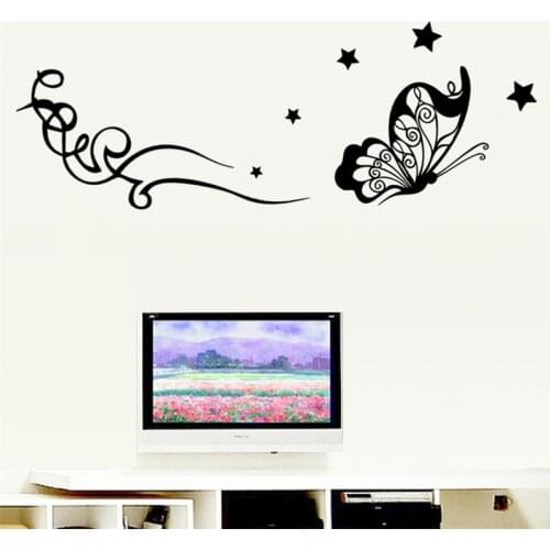 DIY elegant black Butterfly Flora Stars home decals wall stickers for living room TV wall decoration mural art stickers