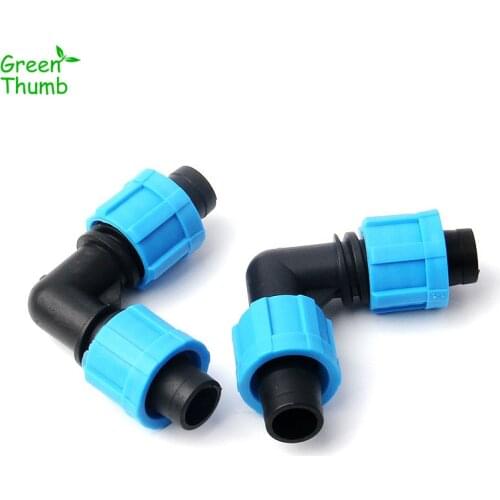 30pcs 16 mm PE Pipe Fittings Blue Elbow Connector For Drip Tape Thread Lock Connector Horticultural Irrigation Garden Watering
