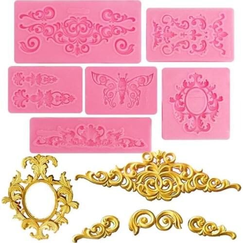 Hot Sale DIY Sugar Craft Cake Vintage Relief Border Silicone Mold Fondant Molds Cake Decorating Tools Gum Paste Mould