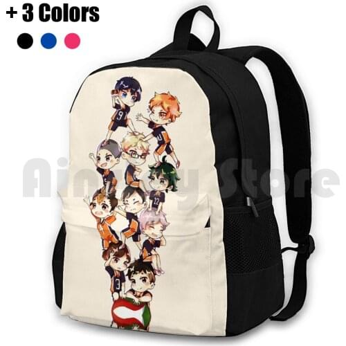 Haikyuu!! Collage Cartoon Outdoor Hiking Backpack Waterproof Camping Travel Haikyuu Collage Cartoon Haikyuu Collage Cartoon
