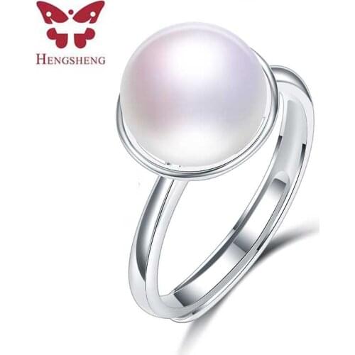 HENGSHENG 8.5-9mm AAAA Cultured Freshwater Classic Pearl Rings For Birthday Gift, Most Popular Women Jewelry Adjustable Rings