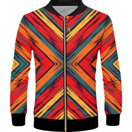 IFPD EU Size Mens Zipper Jackets 3D Print Colorful Symmetry Creative Design Long Sleeves Coats Man Plus Size Tracksuits Jacket