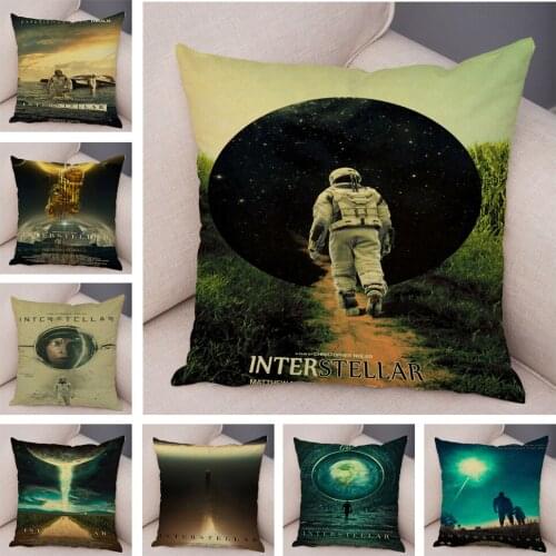 Classic Movie Interstellar Cushion Cover for Sofa Home Car Decor Nolan McConaughey Astronaut Pillowcase Soft Plush Pillow Case
