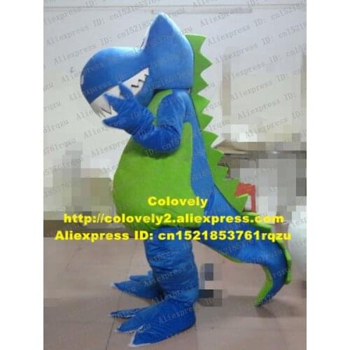 Fierce Blue Dinosaur Dino Stegosaurus Crocodile Alligator Mascot Costume Cartoon Character Mascotte Green Tail Apophysis ZZ229