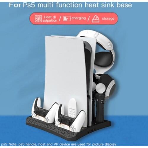 Multi-functional Host Cooling Headset Stand Base Handle Charger VR Charging For PS5 Game Console With Remote Control Charging
