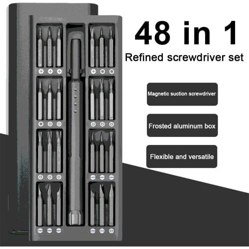 48In1 Screwdriver Set Precision Magnetic Screw Driver Bits Torx Hex Bit Handle Mobile Phone Computer Repair Screwdrive Kit Tools