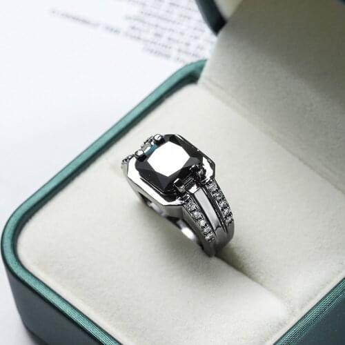 New Style Trend Mens Ring Domineering Personality Men Inlay Square Zircon Ring Fashion Mens Nightclub Party Jewelry Gifts