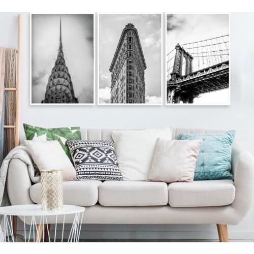 New York Black and White Prints Chrysler Building Flat Iron Photo Pictures Art Canvas Painting Poster Home Wall Art Decor