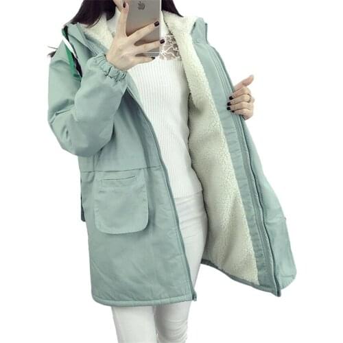 20 Autumn Winter Fashion Women Midi-long Cotton Coats Female Jacket Lady Short Lamb Cashmere Coat Hooded Coats Outwear WZ980