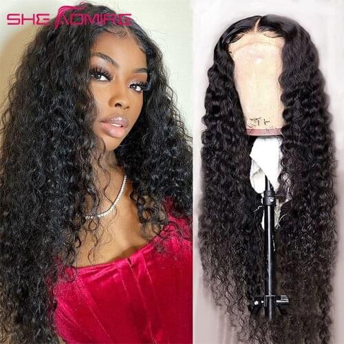 She Admire Brazilian Deep Wave 5X5 Transparent Lace Closure Human Hair Wigs For Black Women Long Inch Remy Hair Lace Closure Wig