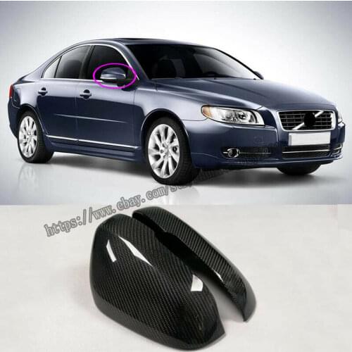 Fit For Volvo S80 2012-2015 Real carbon fiber Look Side Door Mirror Cover Trim