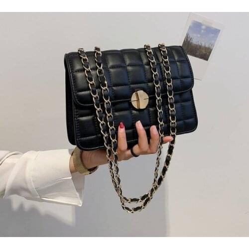 Shoulder Bag Female Designer Crossbody Bags Lattice Handbag Backpack Women Bag All-match Texture Fashion 2021 PU Leather Chain