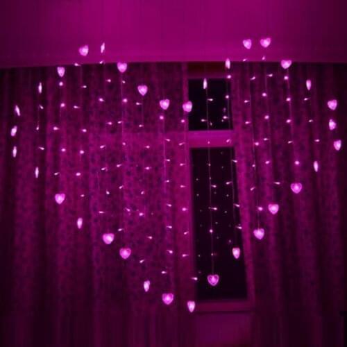 220V LED fairy string Heart Shape Curtain Light LED String Light Valentines Day Wedding Window Garland Decoration Light Lamp