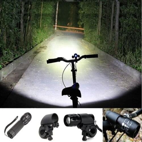 LED Flashlight Torch Clip Mount Bicycle Front Light Bracket Flashlight Holder Lantern Bike for Cycling Camping Outdoor