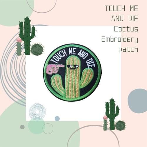 TOUCH ME Cool Cactus Embroidery Cartoon Patches Iron on Clothing Stripes Badges for T-Shirts Bags Sew on Cute Things Appliques